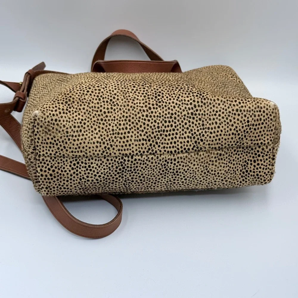 Madewell The Zip Top Small Spotted Calf Hair Transport Crossbody Bag Brown Gold
